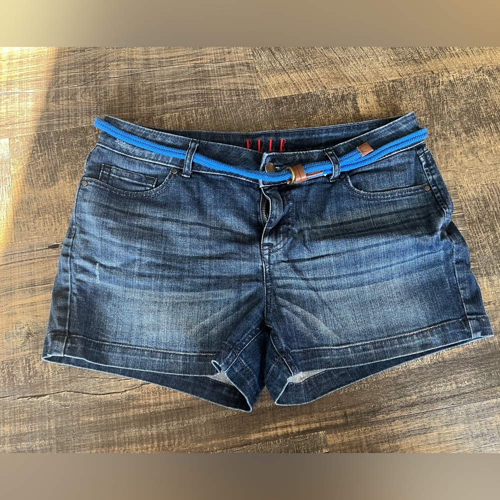 Elle Dark Blue Jean Shorts with Belt